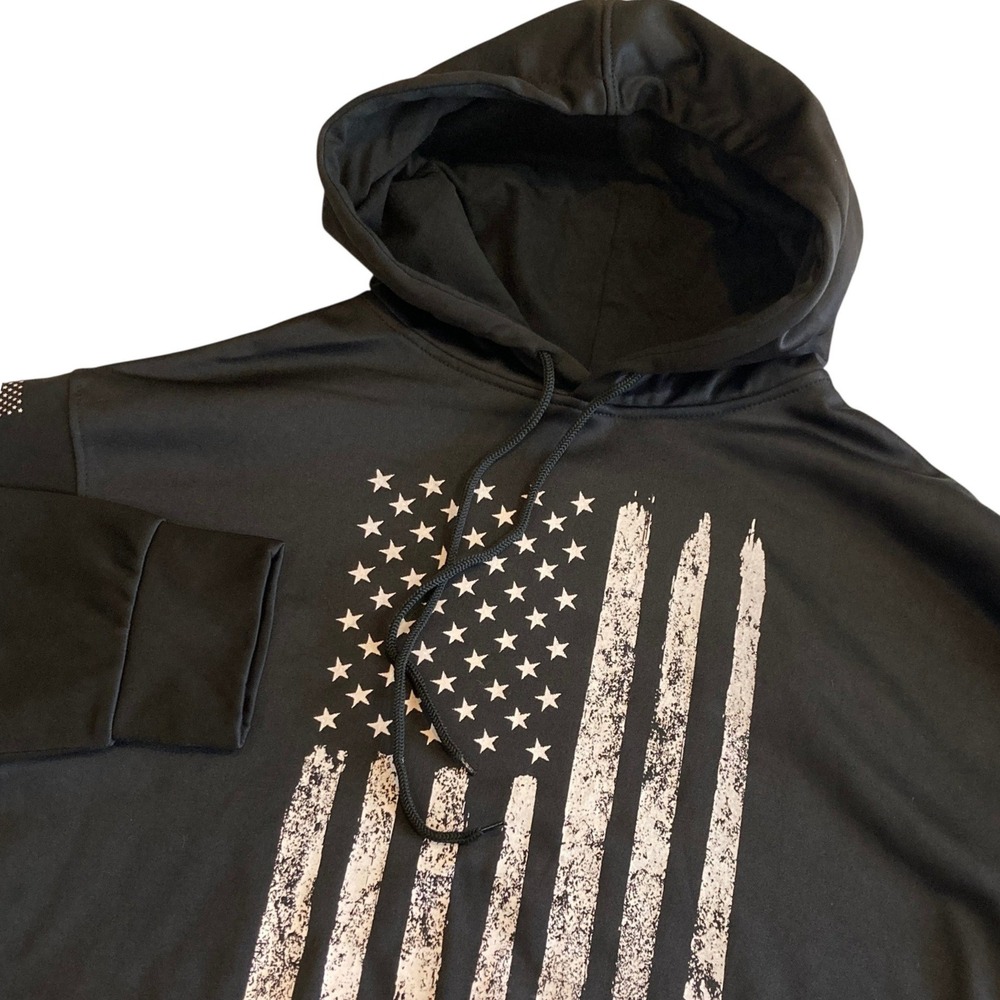 Rothco Mens XL Black Distressed American Flag Tactical Hoodie Polyester Pullover